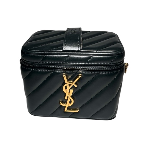 NEW YSL Beaute Vanity Case YVES Saint Laurent Bag Black Quilted Chain - Picture 1 of 7
